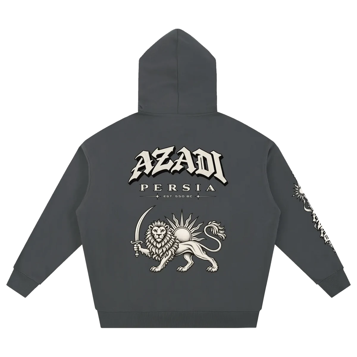 Lion & Sun Hoodie, Charcoal