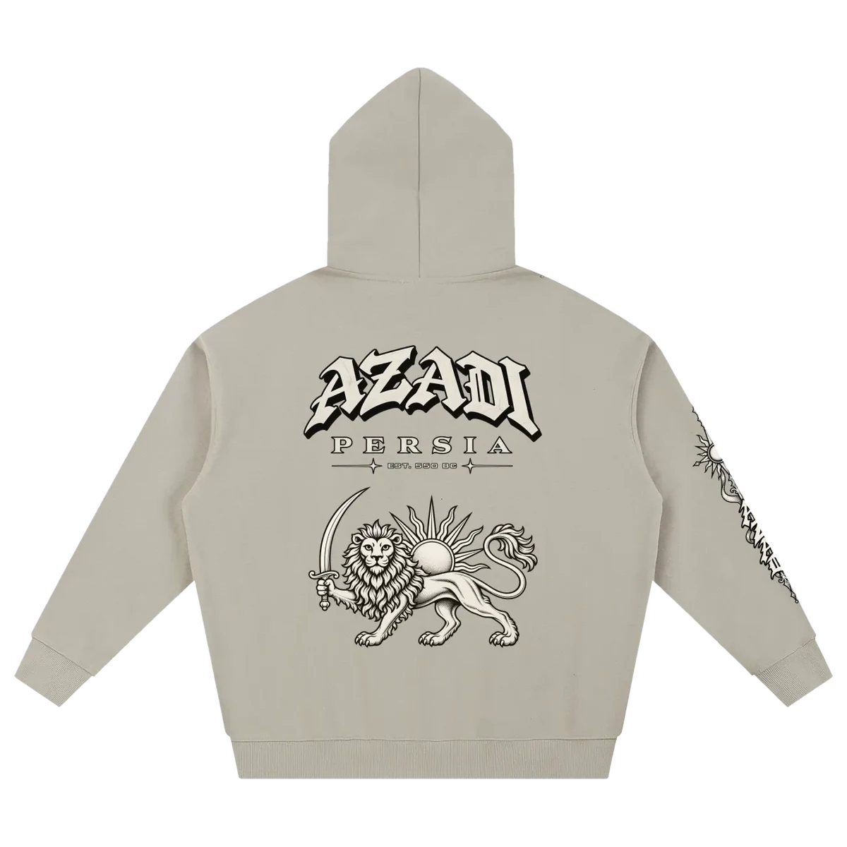 Lion & Sun Hoodie, Stone